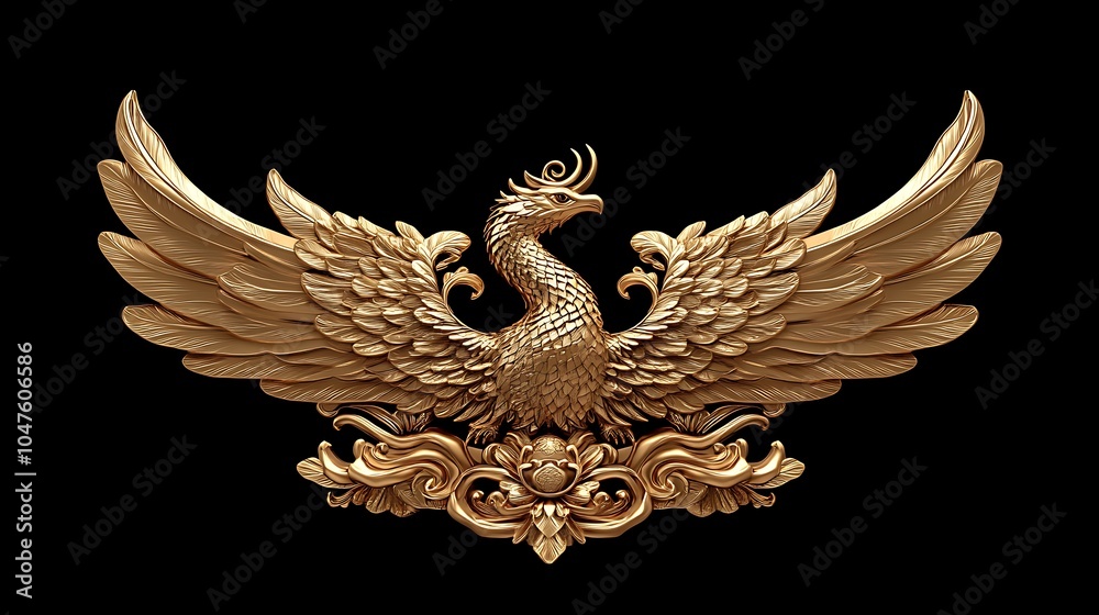 Fototapeta premium Majestic Phoenix with Shimmering Wings and Elegance