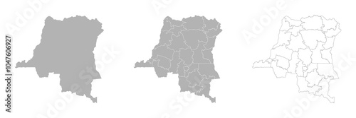 Set of CONGO DEMOCRATIC REPUBLIC Maps with Main Map and Regional maps