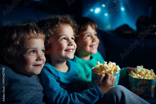Cozy Movie Night with Kids and Popcorn