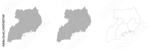 Set of UGANDA Maps with Main Map and Regional maps