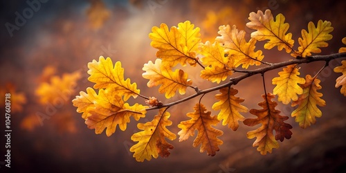 Golden Oak Leaves Set Against a Rich Vintage Brown Background