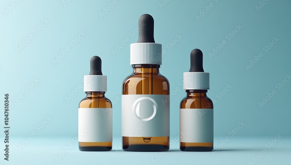 Three Glass Bottles with Droppers Three Glass Bottles with Droppers