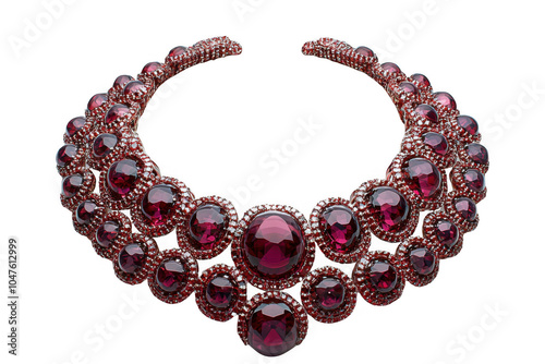 Rounded Red bib necklace isolated on transparent background, png file, no background png file photo