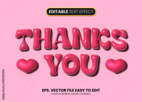 Thanks You, 3D inflated editable text effect