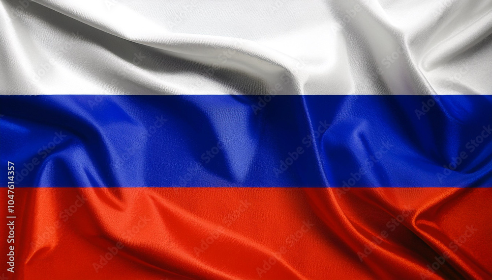 Obraz premium Russian Federation flag waving in the wind. Russian Federation blowing, soft and smooth silk. Cloth fabric texture ensign background. Use it for national day and country occasions concept