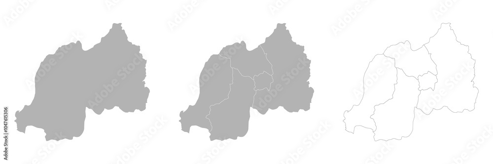 Obraz premium Set of RWANDA Maps with Main Map and Regional maps
