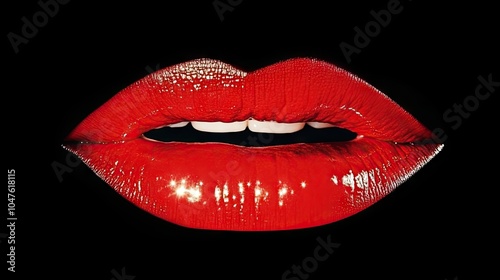 Wallpaper Mural Bold red lips in glossy detail, ideal for a cosmetic advertisement, capturing the sensuality and power of a perfect lipstick application. Torontodigital.ca