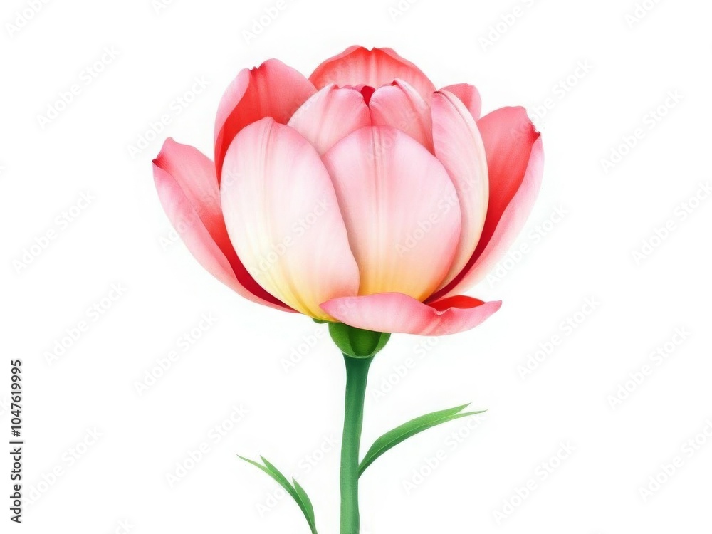 Naklejka premium A single pink flower with a yellow center