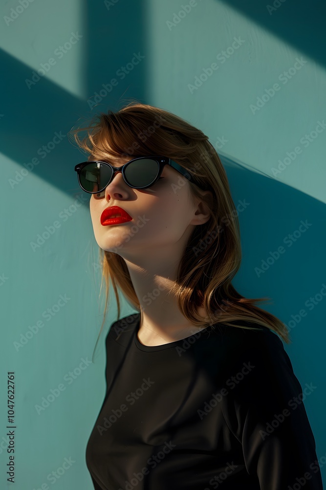 custom made wallpaper toronto digitalFashion shooting chic model in sunglasses on minimalist background