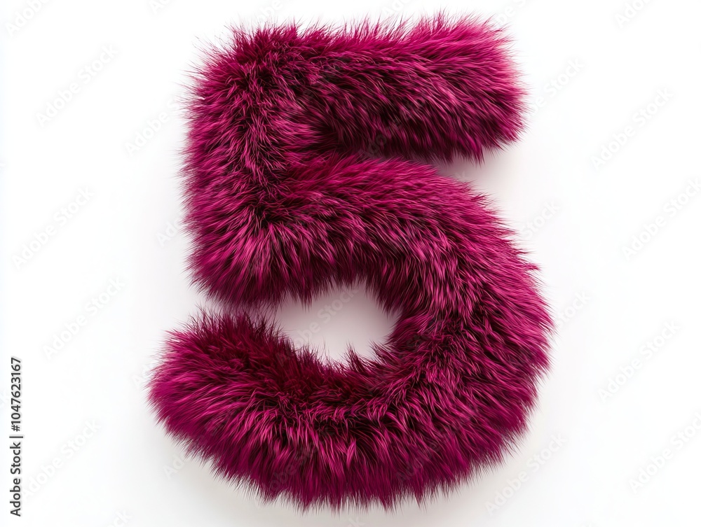 A pink furry number 3 on a white background A pink furry number 3 on a white background