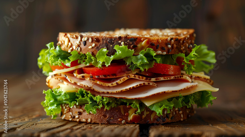 resh Turkey Sandwich with Whole Grain Bread, Lettuce, and Tomato