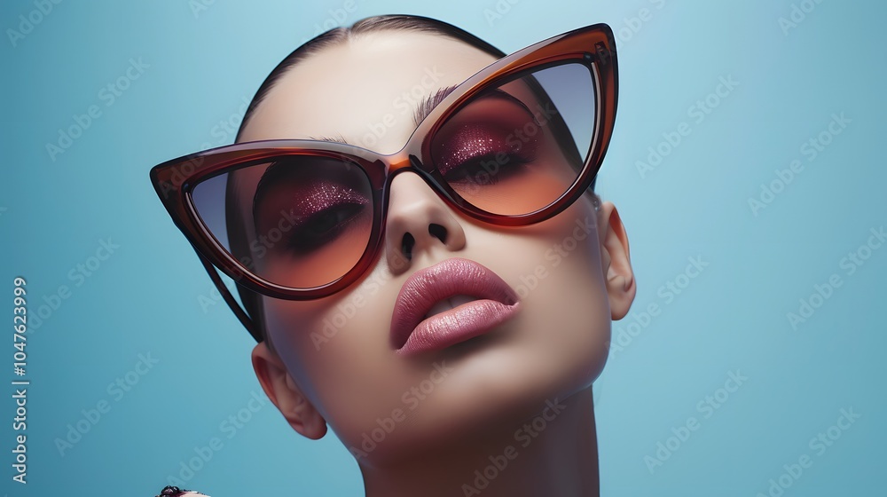 Fashion shooting model in stylish big sunglasses