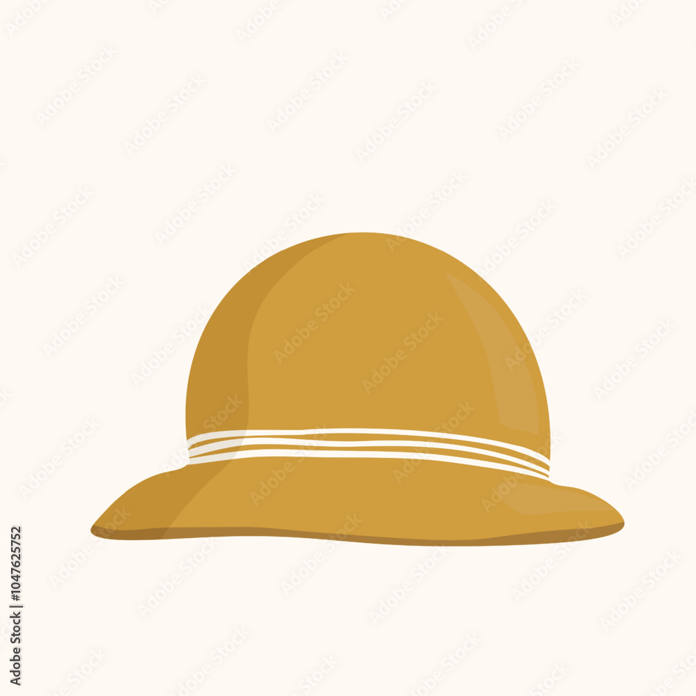 Elegant woman's hat isolated on white background. Headgear vector illustration for woman, girl or ladies. Summer sun protection. Doodle vector art. Single icon. Fashion flat sketch Elegant woman's hat isolated on white background. Headgear vector illustration for woman, girl or ladies. Summer sun protection. Doodle vector art. Single icon. Fashion flat sketch