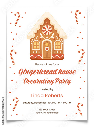 Gingerbread House Decorating Party Invitation Card