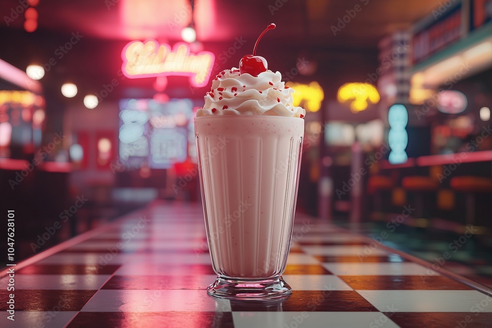 Classic Milkshake in a Retro Diner Classic Milkshake in a Retro Diner