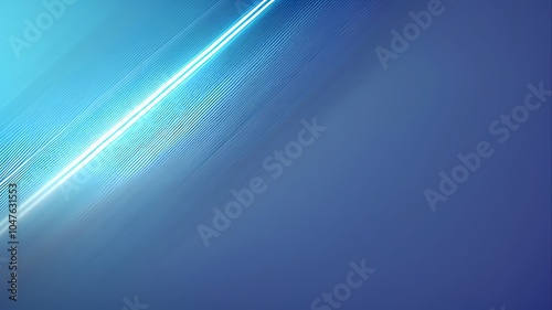 Abstract blue background with diagonal light beams and lens flare.