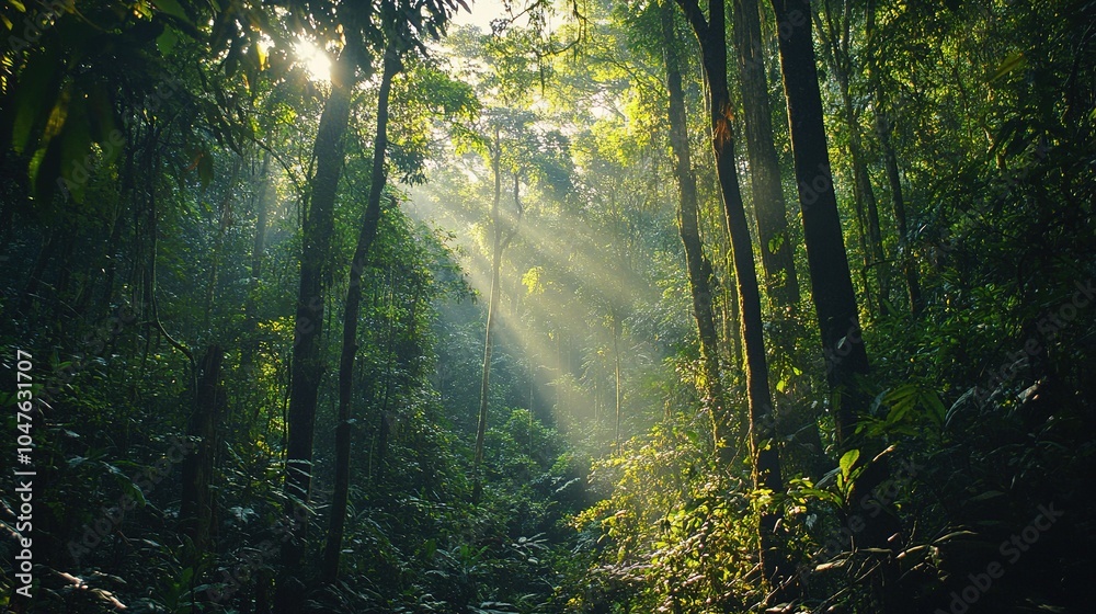 Obraz premium A dense, ancient forest where preservation efforts are underway to protect it from logging and development.