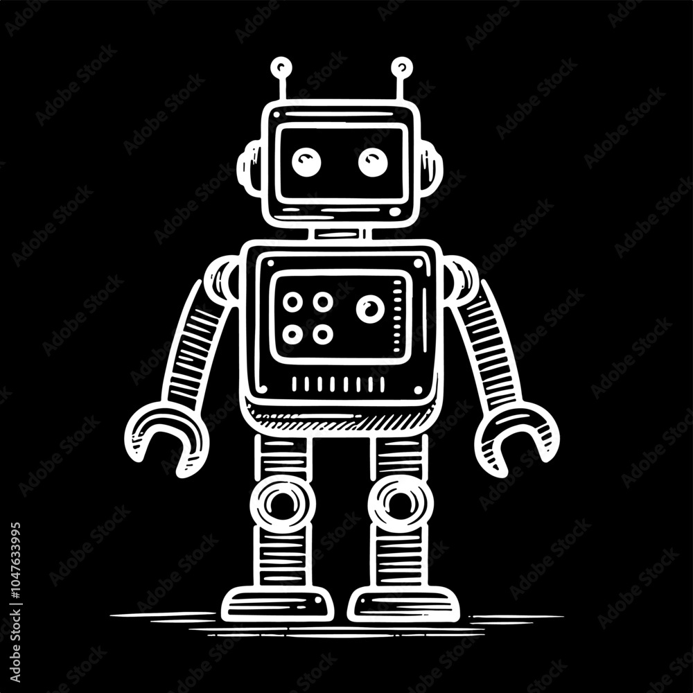 Naklejka premium robot doodle