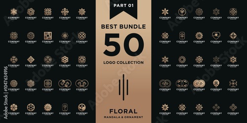 Set of floral, mandala, and ornament logo design inspiration with best collection and creative concept