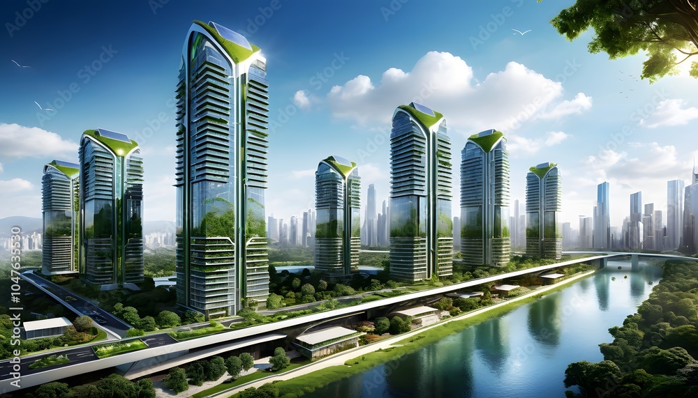 Obraz premium Smart Home IoT: Eco Tech Living and Energy Innovation.