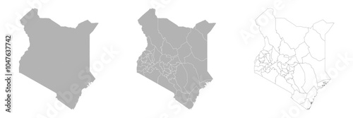 Set of KENYA Maps with Main Map and Regional maps photo