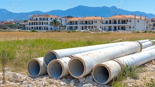 Wallpaper Mural Devastation of a multi-story Soviet-era building near oil pipes, illustrating the aftermath of war in an urban setting Torontodigital.ca