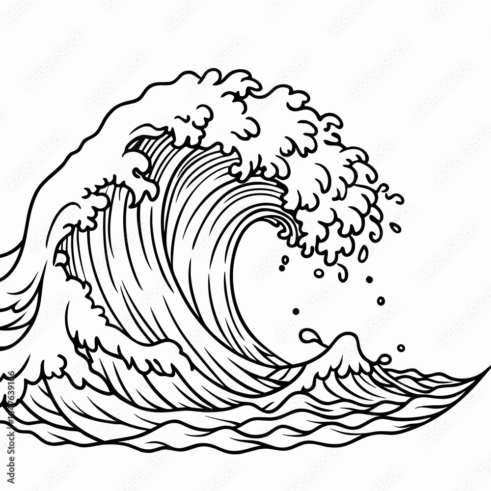 Obraz premium Powerful ocean wave with dynamic motion and foamy crest, AI Generation
