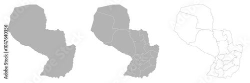Set of PARAGUAY Maps with Main Map and Regional maps