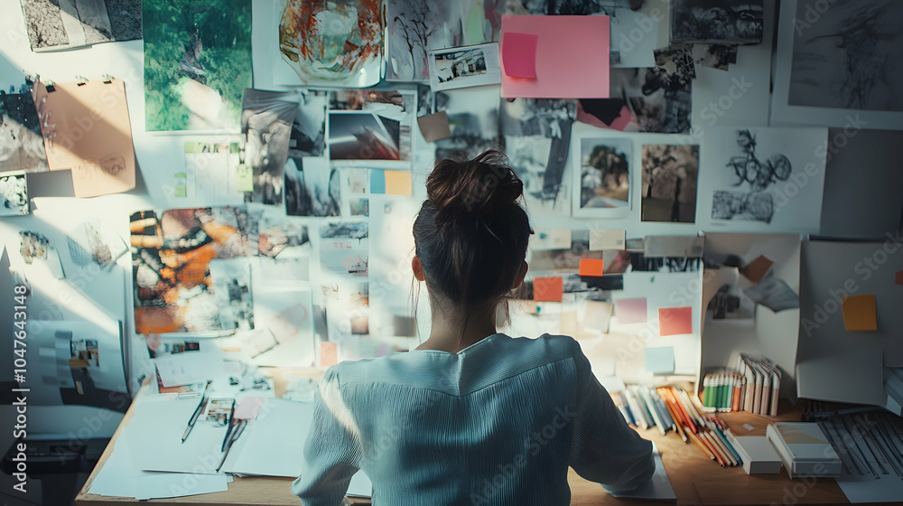 Creative marketing campaign brainstorming session with mood boards and idea generation. - Creative marketing campaign brainstorming session with mood boards and idea generation. -
