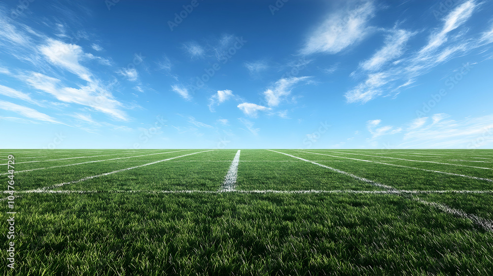 Empty football field under a bright blue sky - Empty football field under a bright blue sky -