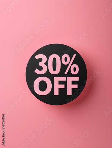 Black '30% OFF' Promotional Sign on a Pink Background