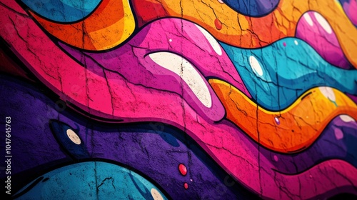 Abstract urban graffiti art with vibrant colors. Featuring dynamic lines and street art elements. Emphasizing creativity and urban culture. Ideal for modern and artistic-themed designs.