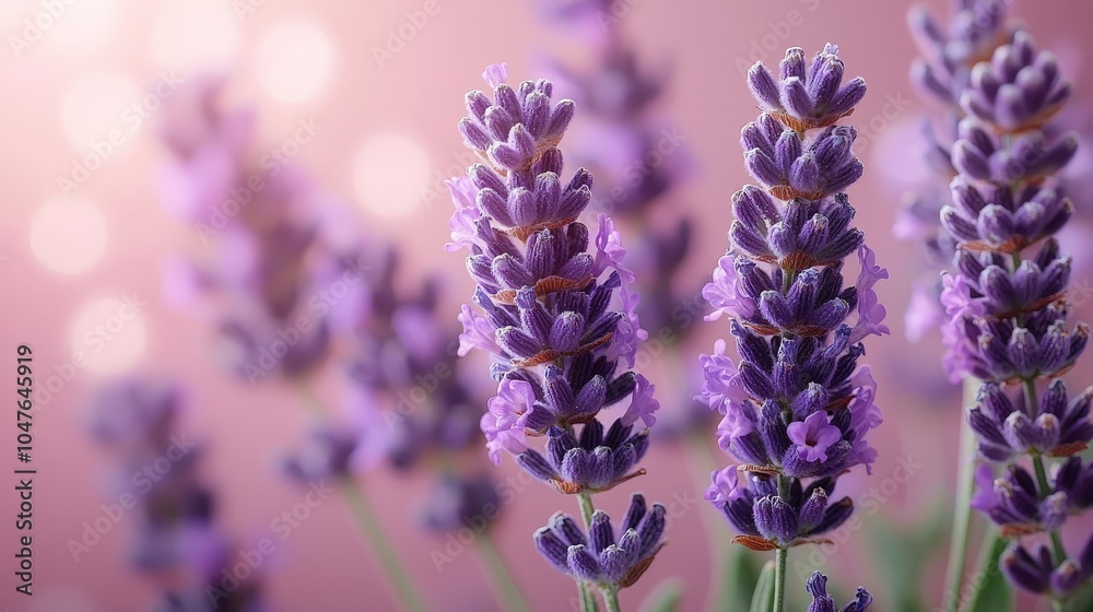 A close-up of lavender flowers against a soft, blurred background.