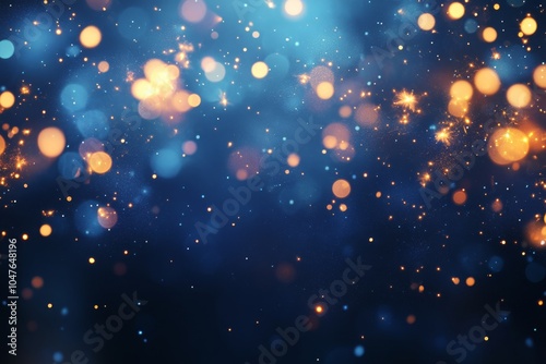 Beautiful winter background with sparkling lights and frosty branches during ...