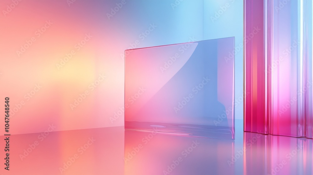 3D illustration of a transparent gradient glass background, soft gradients, futuristic design