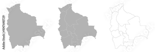 Set of BOLIVIA Maps with Main Map and Regional maps