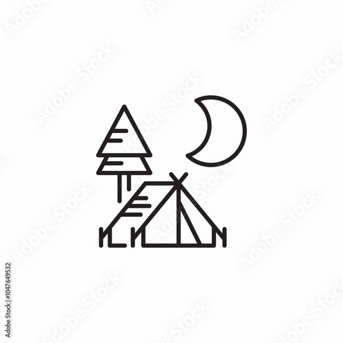 camping night icon sign vector