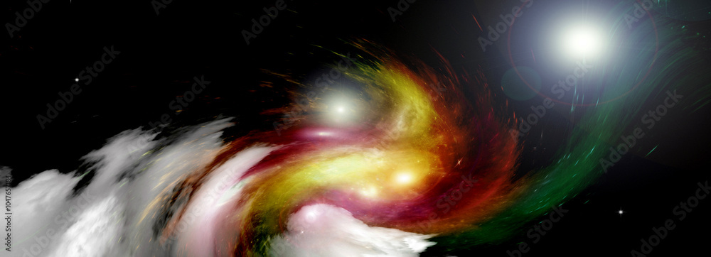 galaxy in a free space. 3D rendering