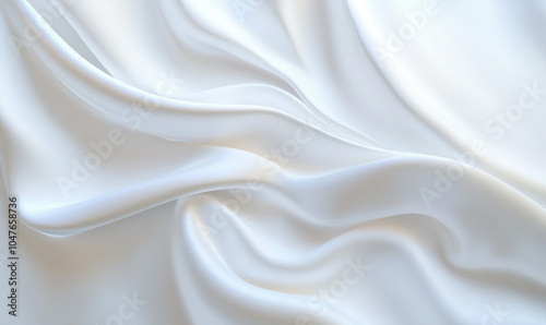 Abstract White Fabric Texture with Smooth Flowing Curves