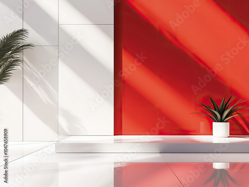 Rosso  Corsa, red, flat 2d geometric shapes, abstract, minimalist background, ideal for modern business or creative presentations photo