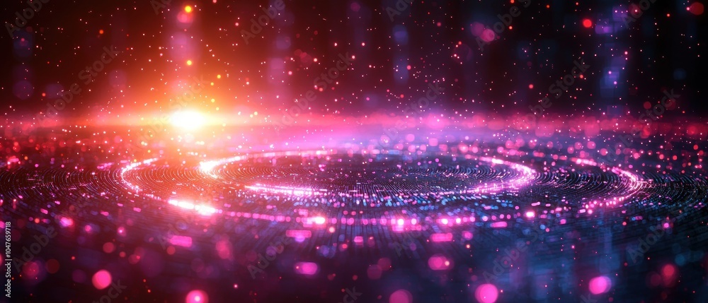 Abstract Glow with Pink and Orange Lights and a Circular Pattern Abstract Glow with Pink and Orange Lights and a Circular Pattern