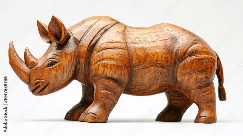 Fototapeta premium a Rhinoceros carved from wood