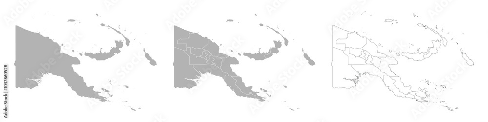 Set of PAPUA NEW GUINEA Maps with Main Map and Regional maps Set of PAPUA NEW GUINEA Maps with Main Map and Regional maps