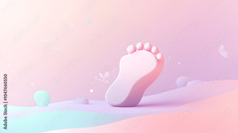 Whimsical Abstract Footprint Icon in Soft Colors Whimsical Abstract Footprint Icon in Soft Colors