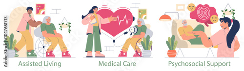 Nursing Home. Flat Vector Illustration