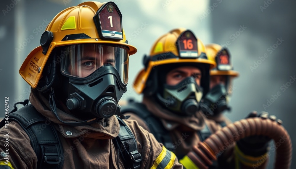Obraz premium Brave firefighters battling flames in hazardous conditions