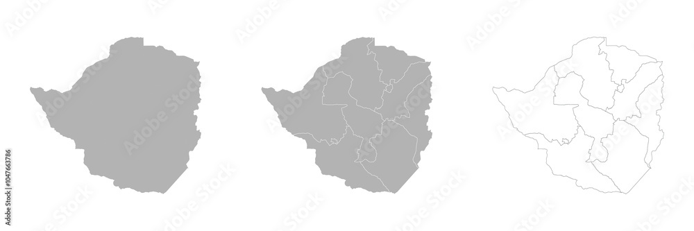 Fototapeta premium Set of ZIMBABWE Maps with Main Map and Regional maps