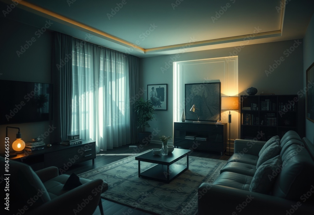 Cozy evening in a modern living room Cozy evening in a modern living room