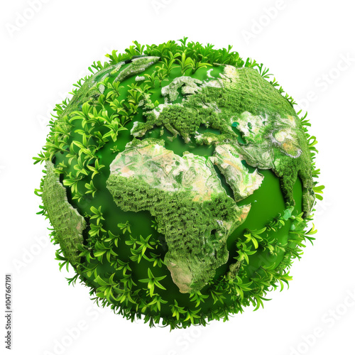 Green planet , Save Earth green concept isolated on transpanret or white background