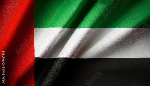 United Arab Emirates flag waving in the wind. Close up of United Arab Emirates banner blowing, soft and smooth silk. Free Download United Arab Emirates flag waving in the wind. Close up of United Arab Emirates banner blowing, soft and smooth silk. - GFXLoad
